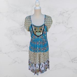 emerald bohemian peasant dress size large
